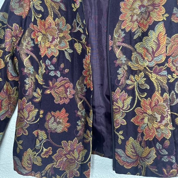 Coldwater Creek Floral Tapestry Jacket Women’s Petite Small Purple Multicolor - Picture 3 of 7